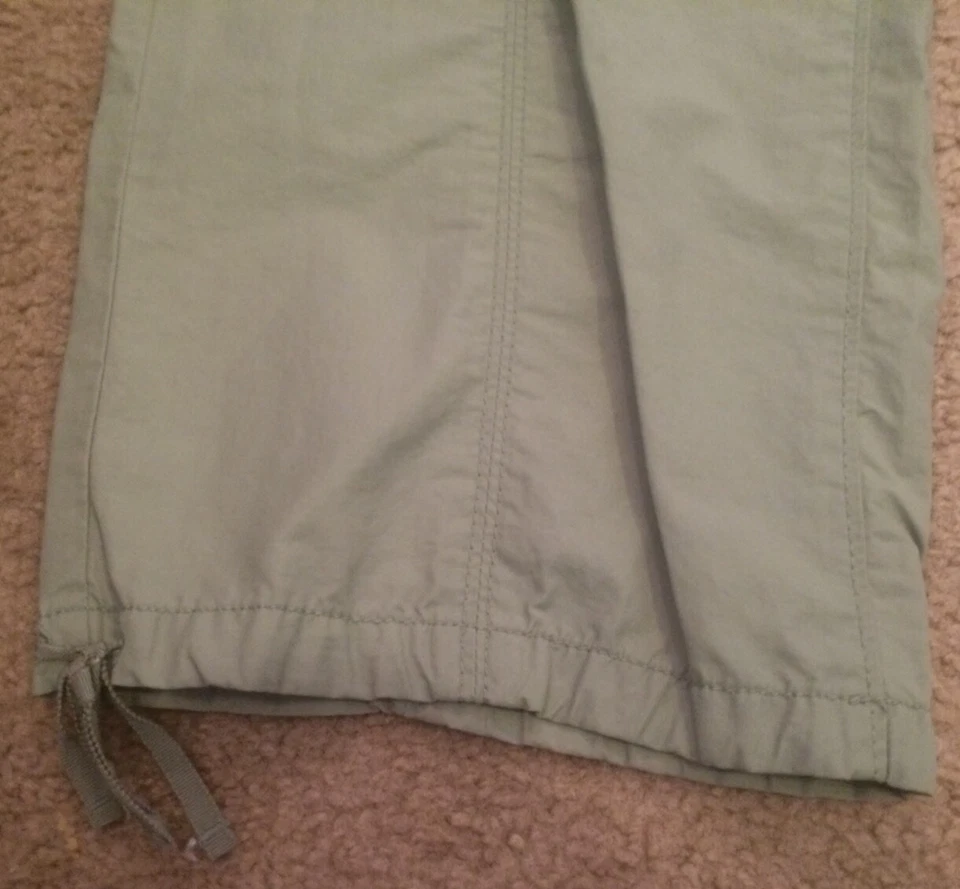 Pantalones chinos Anthropologie SITWELL verde ejército pierna ancha ceñida lazo dobladillo talla 4 32"" Foto 4 de 4