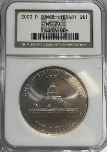 2000 P CONGRESS LIBRARY  SILVER COMMEMORATIVE DOLLAR $1 NGC MS 70
