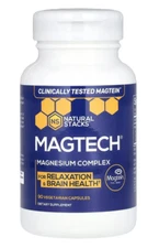 Natural Stacks - MagTech Magnesium Complex 90 Caps Magtein, Brain, Relaxation