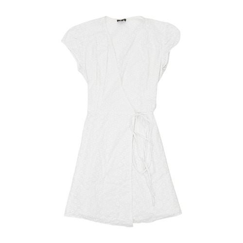 Chico's Size 2.5, US 14 linen dress short sleeve roll tab dolman midi beige  | eBay