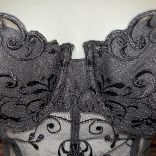 Victoria's Secret schwarze Spitze Teddy Korsett Body Strumpfbänder durchsichtige Dessous 36C - Bild 5 von 14