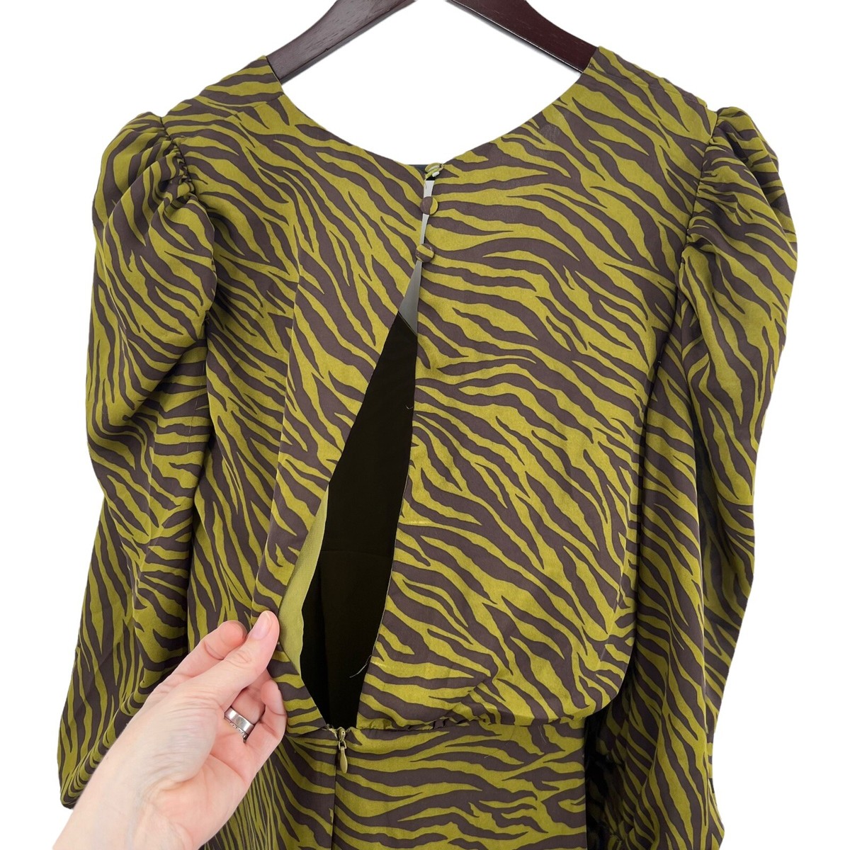 anthropologie green tiger dress Oversized Plisse Shirt Dress in Green Tiger Tales Print -Lala Original 3XL main image 0