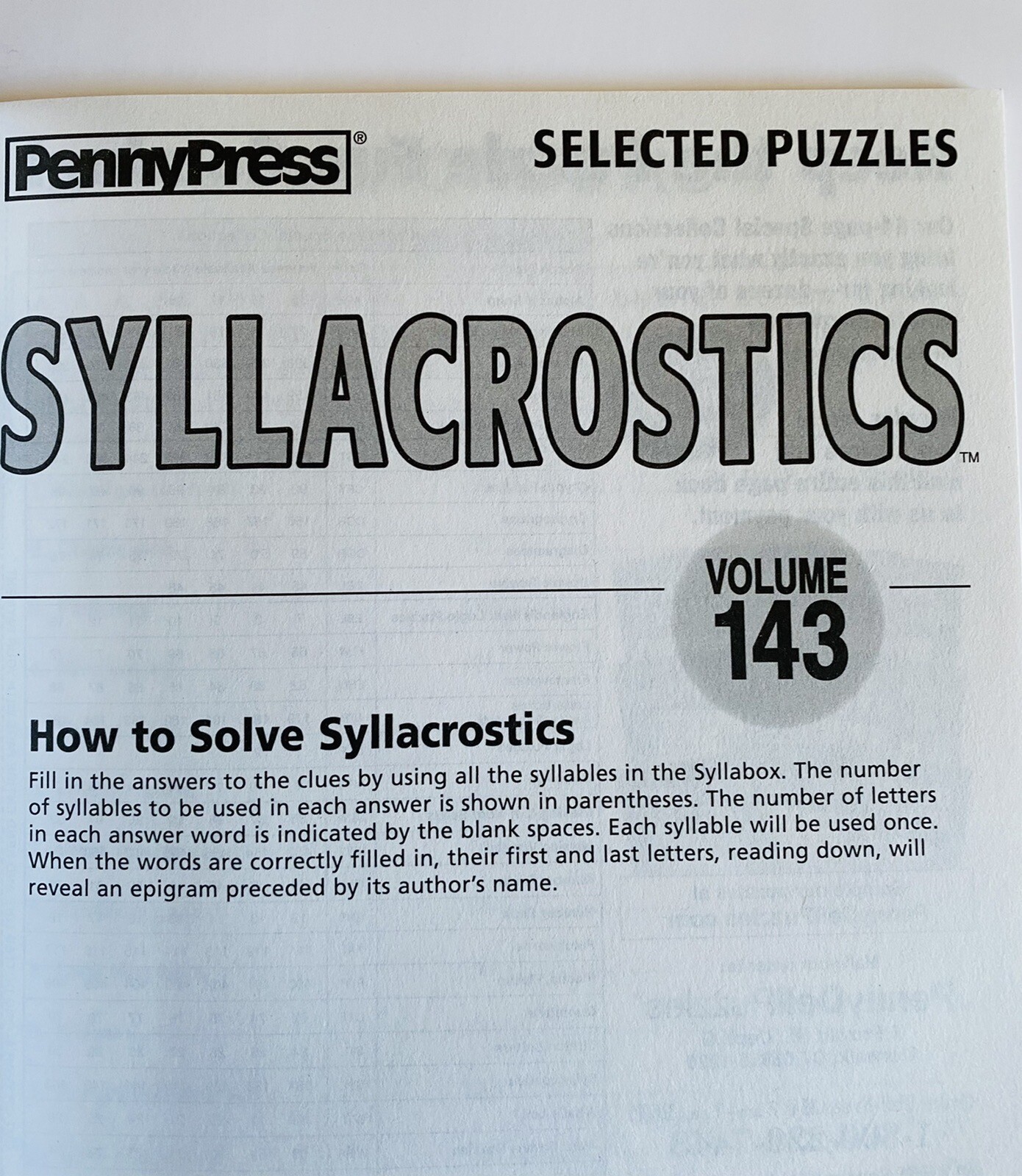 Lot of 2 Syllacrostics Penny Press Selected Variety Puzzles Dell 142 ...