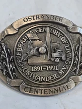 Ostrander Minnesota Century Living Centennial 1891-1991 Vintage Belt Buckle NOS