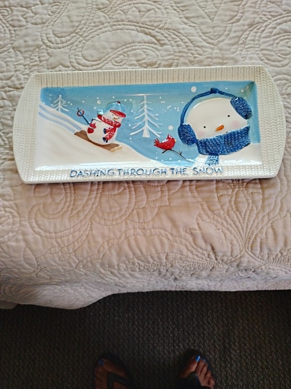 Vintage Christmas Tray By St Nicholas Square "Let It Snow"