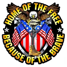 Home of the free because of the brave. Miltary Sticker Decal 4 Sizes