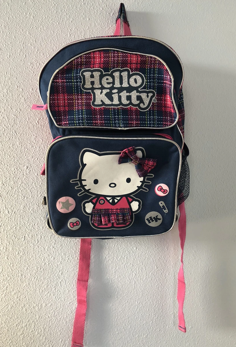 Sanrio Hello Kitty 2015 Plaid Backpack Blue and Pink | eBay