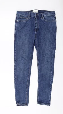 Marks and Spencer Mens Blue Cotton Skinny Jeans Size 30 in L29 in Regular Button - Image 1 of 4