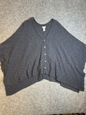 J. Jill Cardigan Sweater Womens Small-Large Gray Blackpearl Button Front Ruana