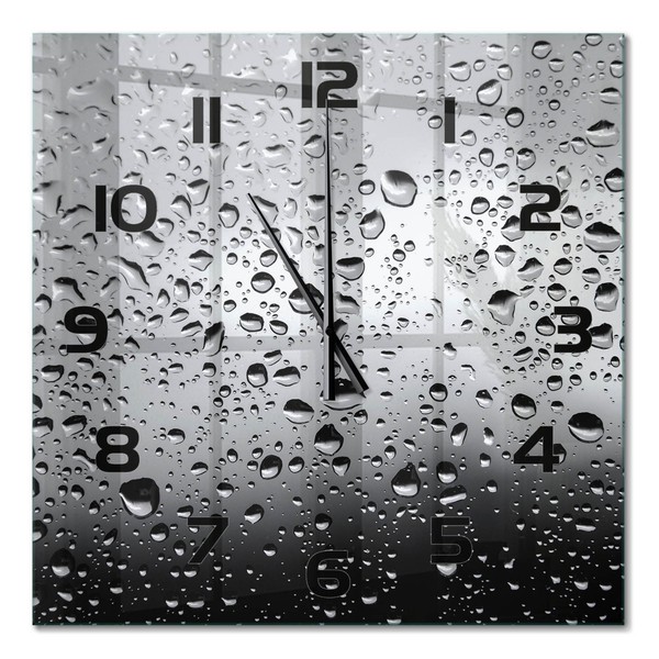 Glas-Wanduhr Als Dekorative Glasuhr Wassertropfen Schwarze Zeiger 60X60 Cm-image