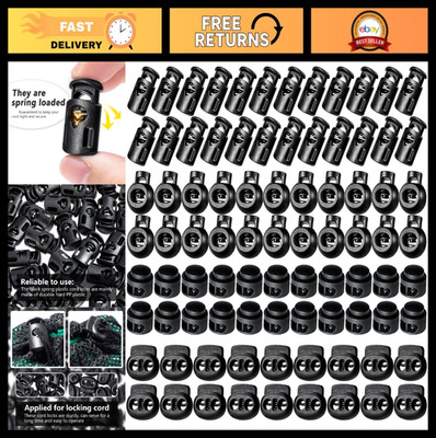320 Pcs Plastic Cord Locks - Spring Stop Toggle Stoppers for Drawstrings, Shoela