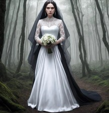 Elegant A-Line Wedding Dresses High Neck Long Sleeves Lace Applique Bridal Gowns