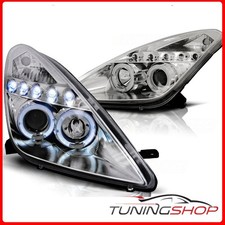 LPTO13 FARI FANALI ANTERIORI TOYOTA CELICA T230 99-05 ANGEL EYES CHROME TuningSh