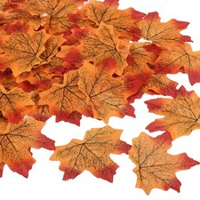 400pcs Artificial Leaves Fall Maple Autumn Fake Leaf Decoration, Orange
