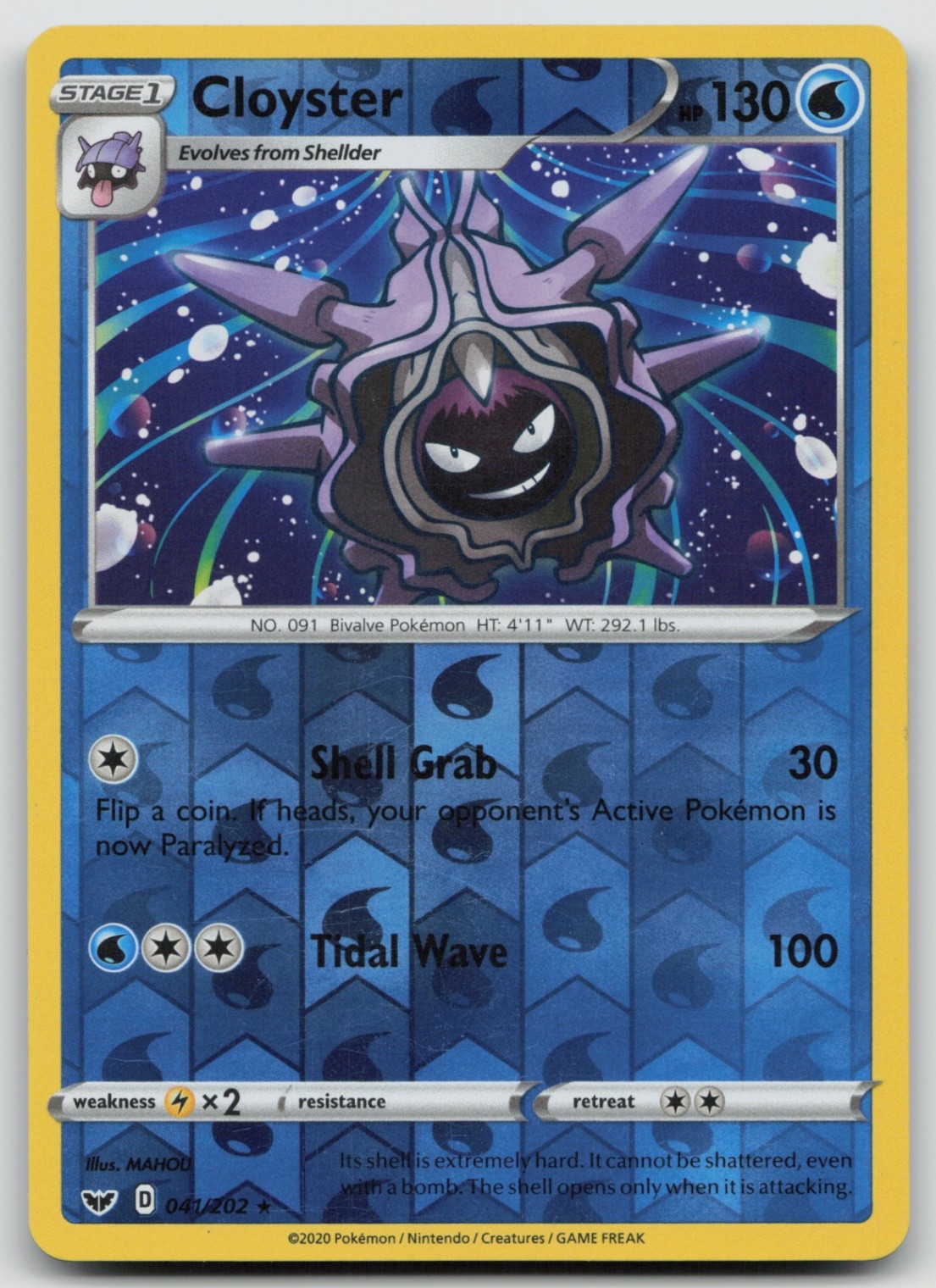Reverse Holo Cloyster 041/202 : Sword & Shield Base Set Rare Pokemon TCG Card