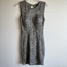 Windsor Women's Sleeveless Gray, Lace, Open Back Keyhole, Bodycon Dress Size M