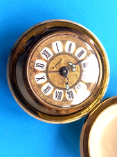 FOLDABLE IN MARBLE CASE BLESSING TRAVEL WIND UP CLOCK PERFECT SILENT WORKING