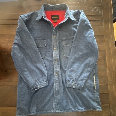 Carlucci Mens Denim Fleece Flannel Lined Shacket Medium