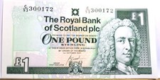@@@ A SUPERB UNC SCOTTISH ONE POUND NOTE  2001 LORD ILAY 300172 LAST ISSUE   @@@