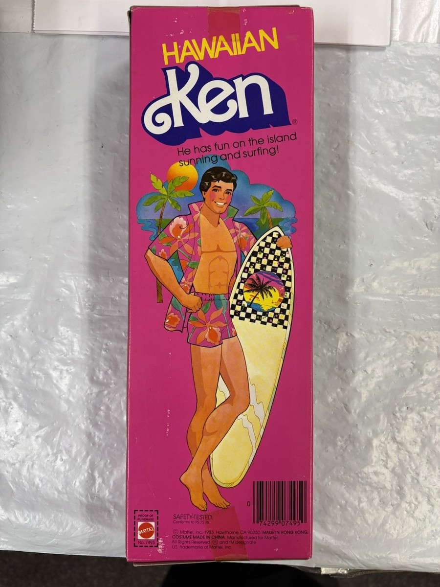 iwase ken　　904545サマーセール品 Vintage 1983 Hawaiian Ken Doll Mattel 7945 w Surfboard NRFB sealed