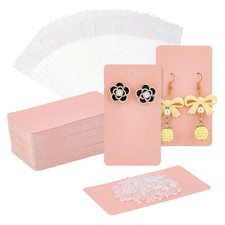 120pcs Earring Display Card, 3.5x2" Pink Rectangle Cardboard Earring Holder J...