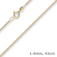 1,4Mm Panzerkette Goldkette Collier Halskette Aus 375 Gold Gelbgold 42Cm