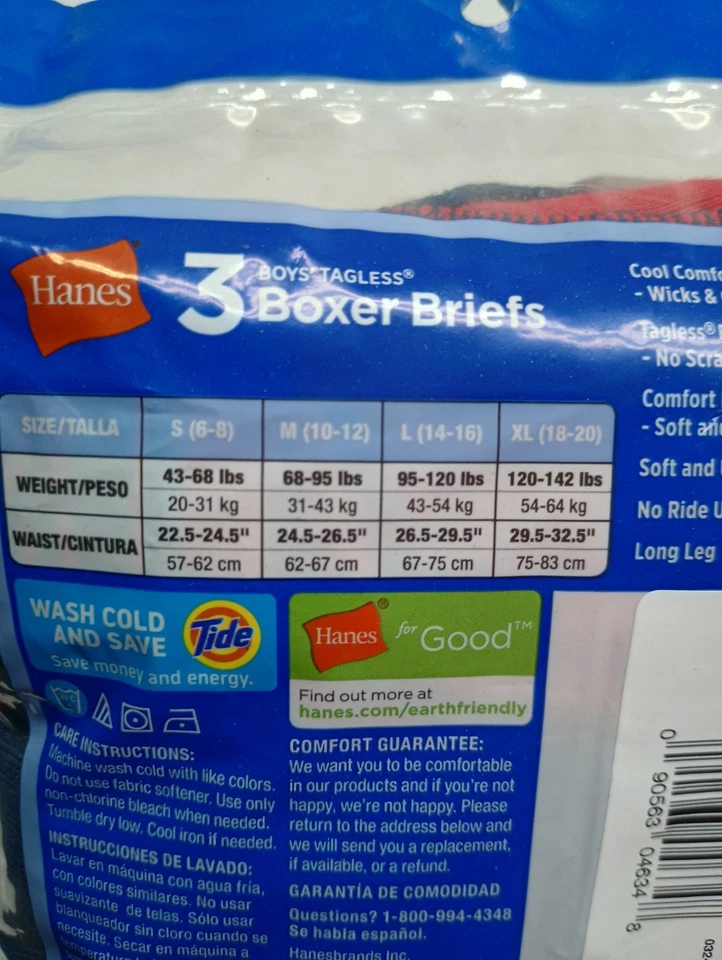2 unidades de calzoncillos boxer Hanes pequeños 6-8 sin etiquetas pierna larga (6 pares) ropa interior para niños Foto 3 de 4