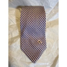 Burberrys of London Silk Tie Geometric Pattern Beige Blue Preppy Mens Accessory
