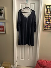 Plus Size Women  s 3X A Line Dress Chambray Blue Long Sleeve