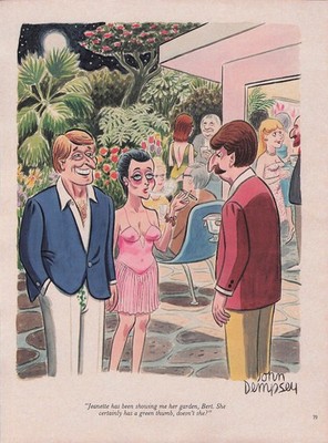 Vintage John Dempsey Cartoon Art funny humor Jeanette Bert party Albert Bertram