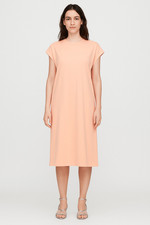 Uniqlo Smooth Cotton French Sleeve Midi T-Shirt Dress in Peachy Pink Size M