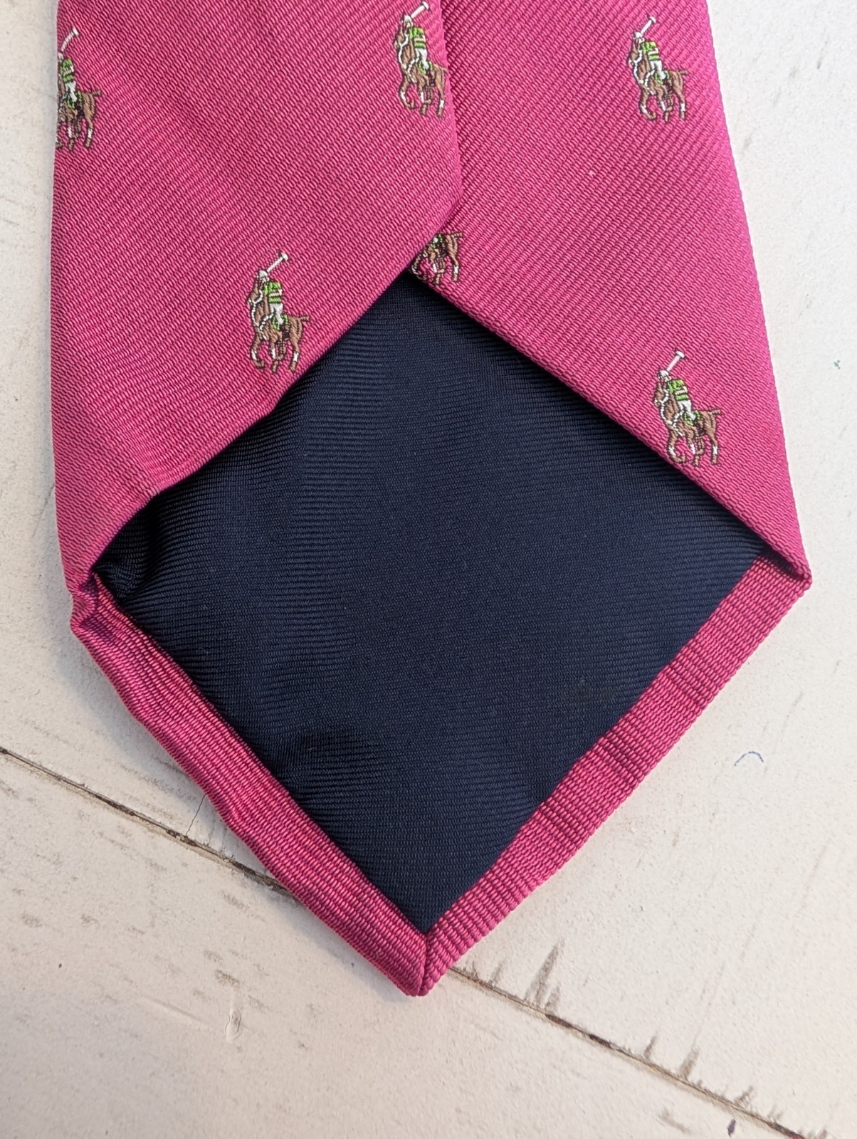 Polo Ralph Lauren Necktie Men 59" Classic Pink All over Pony's Silk Italy T16 thumbnail 4
