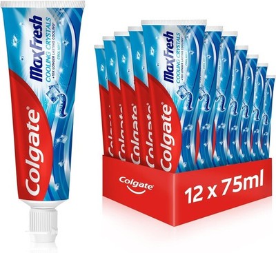 Colgate Zahnpasta Max Fresh Cooling Crystals Frische Weiße Zähne 12 x 75 ml