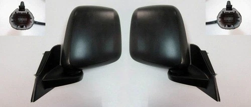 Door Mirror Set-Power Heated Textured Black Convex Glass 2 Piece Mirror Set TRQ