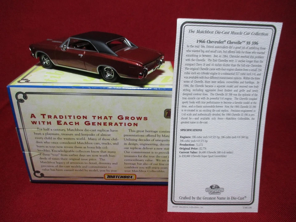 1:43 1966 Chevy Chevelle SS 396 Matchbox American Diecast Muscle Car Collection - Image 2 of 4