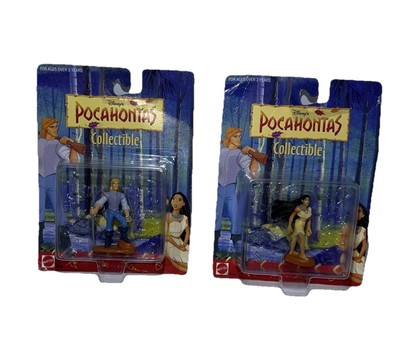 Collectable VTG Pocahontas And John Smith By Mattel 3  Figurines 1995 sealed