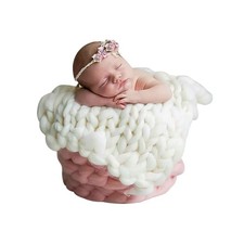 Newborn Photography Props Blanket 50x50cm Hand Knitted Crochet Basket Filler