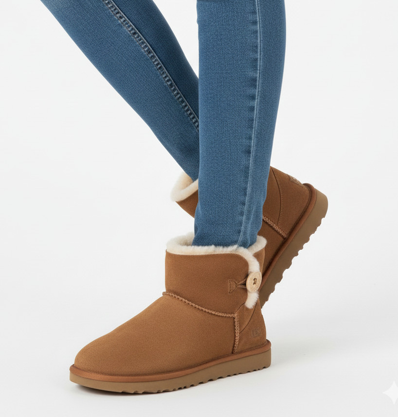 Women's EUC UGG Mini Bailey Button II Chestnut Su… - image 1