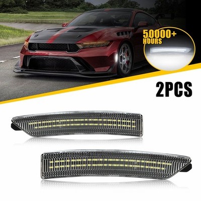Clear White Full LED Front/Rear Side Marker Lights For Ford Mustang 2024 25 EAAF