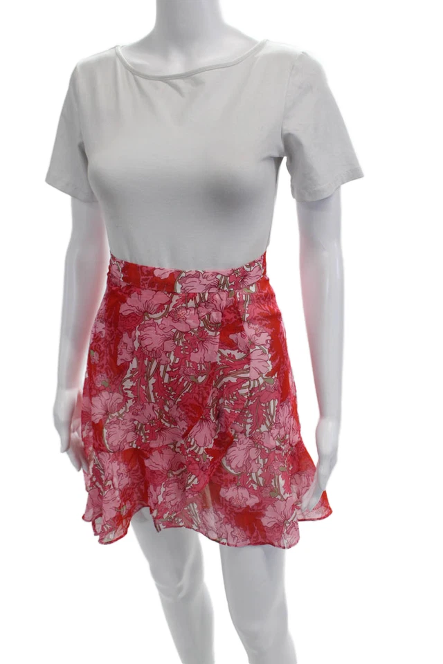 Minifalda Carven para mujer línea A rosa floral 100 % poliéster talla 34 Foto 2 de 4