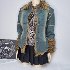 Vintage Miss posh light denim patchwork afghan jacket *NEW* MEDIUM