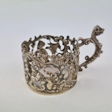 Antique Solid Silver Cup Holder Rococo Figures Birmingham 1898 William Comyns 