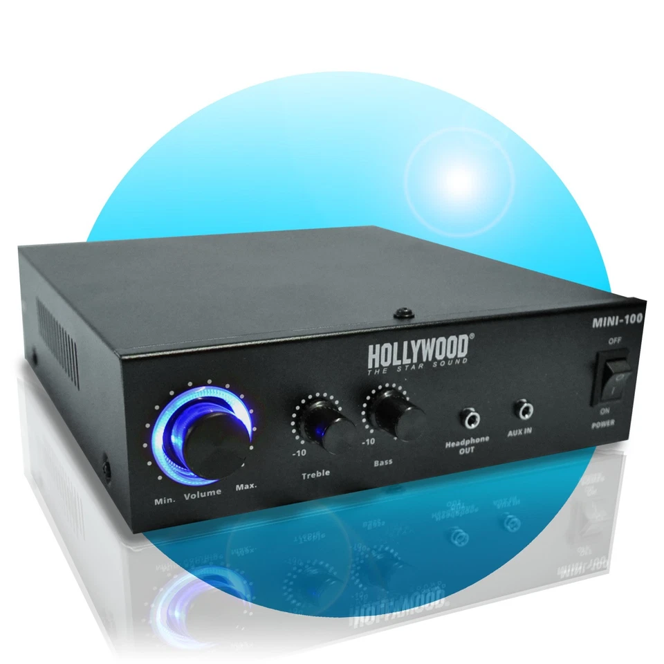 HiFi Verstärker HOLLYWOOD "Mini-100" Amplifier Audio Stereo Cinch AUX DJ PA - Bild 3 von 3
