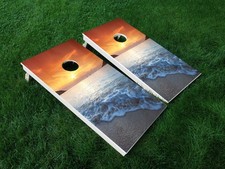 VINYL WRAPS Cornhole Board DECALS Beach 01 Sunset Ocean Sea Bag Game Stickers