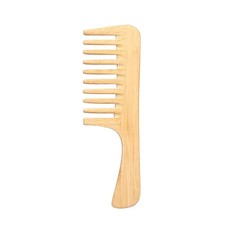 1 Pc Natural Bamboo Wide-Tooth Comb Handmade Detangling Hairbrush for Thick or C