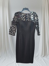 Eliza J Social Lace Sleeve Scuba Crepe Cocktail Dress in black.