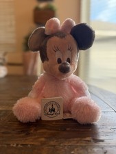 Disney Parks 9 Baby Minnie Mouse Pink Pastel Plush Rattle Chimes Lovey Soft