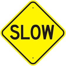 Slow Down Signs, 12" X 12", Reflective Rust-Free 12x12 inches, Yellow