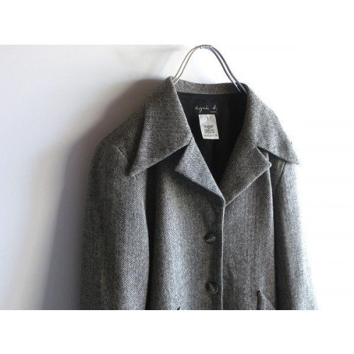 90s Vintage Agnes B. Tweed Half Coat Long Jacket 1 | eBay
