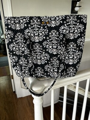 Vera Bradley Flowered Black And White Floral Print Quilted Shoulder Bag